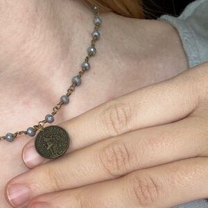 Chic Coin Pendant Choker and Bracelet